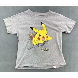 Pokemon Pikachu Shirt Youth Medium Gray Boys M 8 Graphic Tee Nintendo 2016